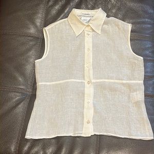 Chanel blouse sz 38 white sleeveless top